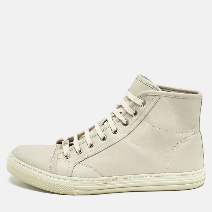 Gucci Grey Leather High Top Sneakers Size 43