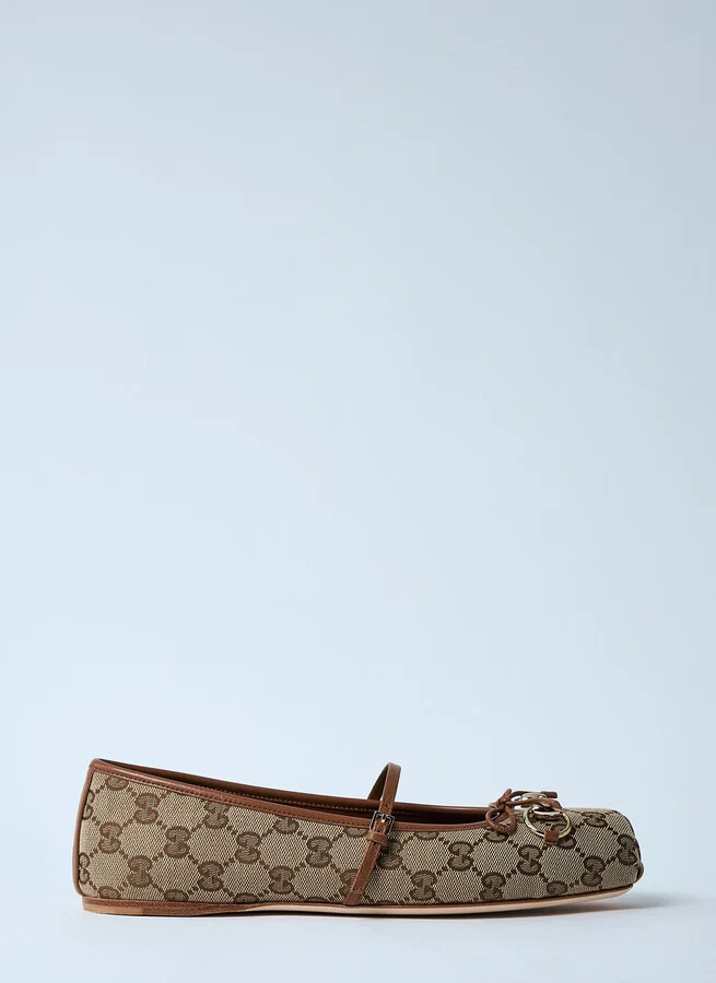 Gucci Horsebit Ballerina Flats - Woman Flats Beige Eu - 39