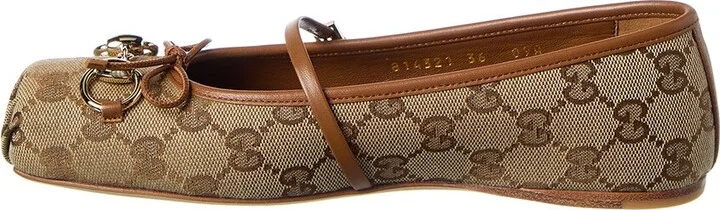 Gucci Horsebit Gg Canvas & Leather Ballet Flat - Image 2