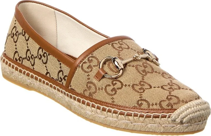 Gucci Horsebit Gg Canvas & Leather Espadrille