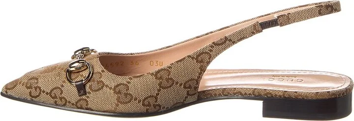 Gucci Horsebit Gg Canvas Slingback Ballerina Flat - Image 2