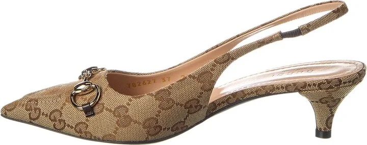 Gucci Horsebit Gg Canvas Slingback Pump - Image 2