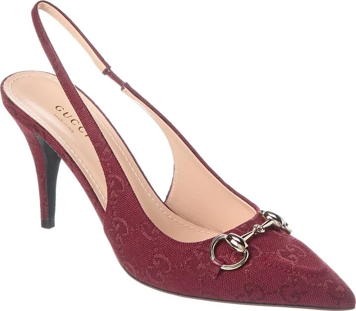 Gucci Horsebit GG Canvas Slingback Pump