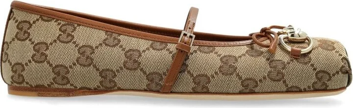 Gucci Horsebit Gg Supreme Ballet Flats