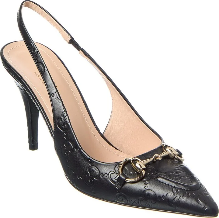 Gucci Horsebit Leather Slingback Pump