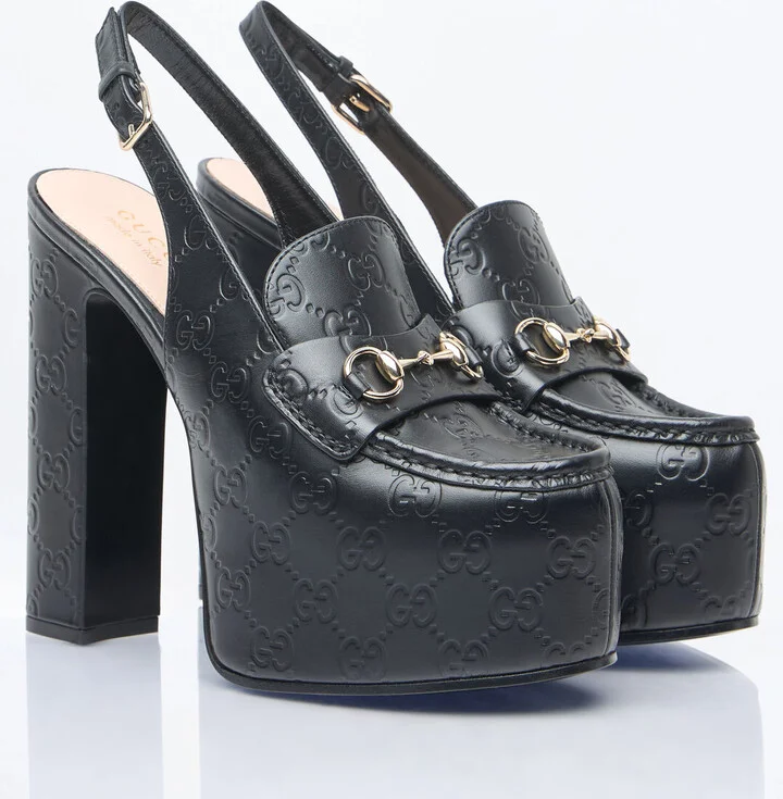Gucci Horsebit Slingback Platforms - Woman Heels Black Eu - 39 - Image 3