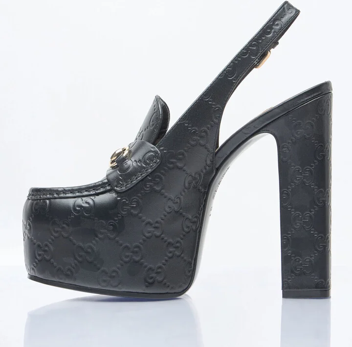Gucci Horsebit Slingback Platforms - Woman Heels Black Eu - 39 - Image 4