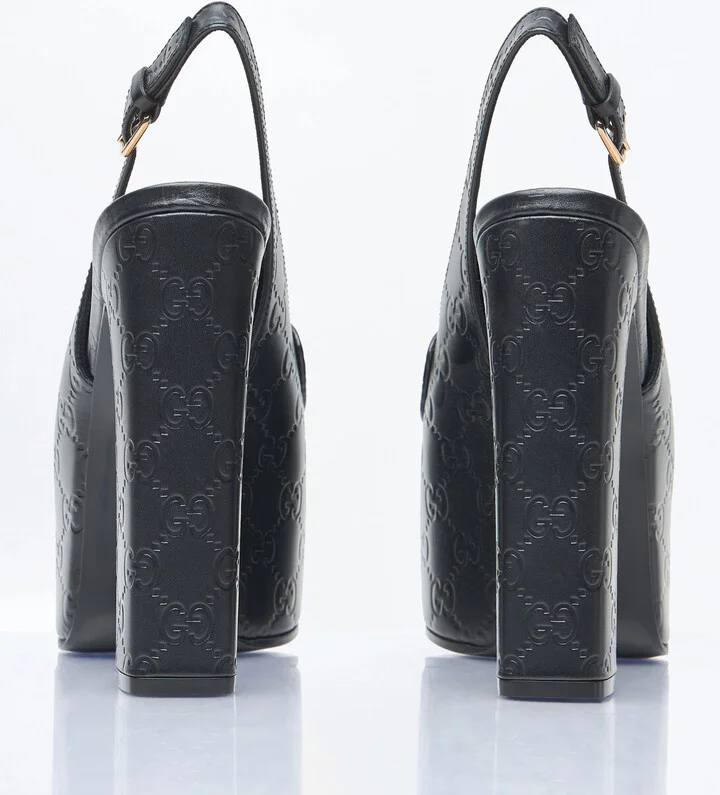 Gucci Horsebit Slingback Platforms - Woman Heels Black Eu - 39 - Image 5