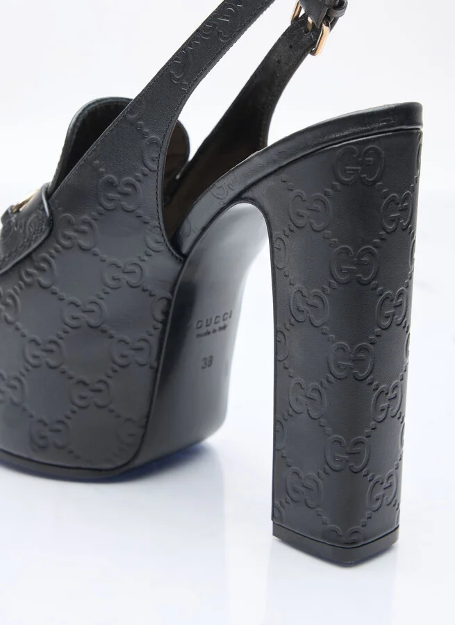 Gucci Horsebit Slingback Platforms - Woman Heels Black Eu - 39 - Image 6