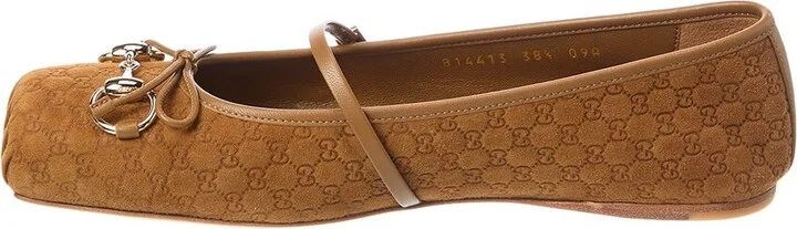 Gucci Horsebit Suede & Leather Ballet Flat - Image 2