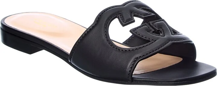 Gucci Interlocking G Cutout Leather Sandal