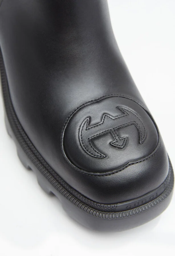 Gucci Interlocking G High Leather Boots - Woman Boots Black Eu - 40 - Image 2