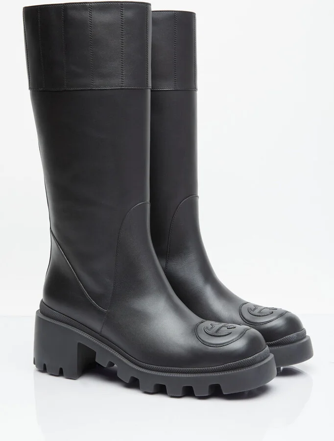 Gucci Interlocking G High Leather Boots - Woman Boots Black Eu - 40 - Image 3