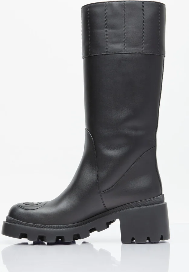 Gucci Interlocking G High Leather Boots - Woman Boots Black Eu - 40 - Image 4