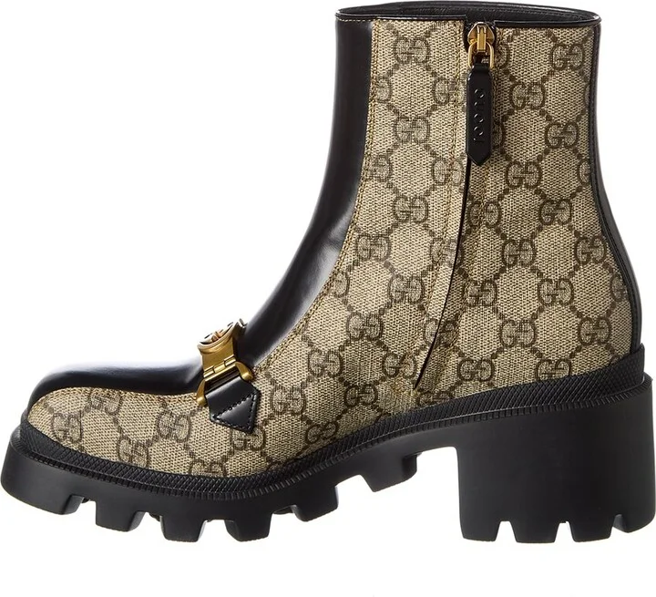 Gucci Interlocking G Horsebit Gg Supreme Canvas & Leather Boot - Image 2