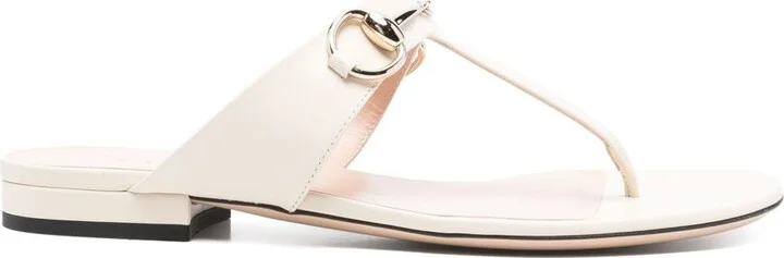 Gucci Lady Horsebit Leather Thong Sandals