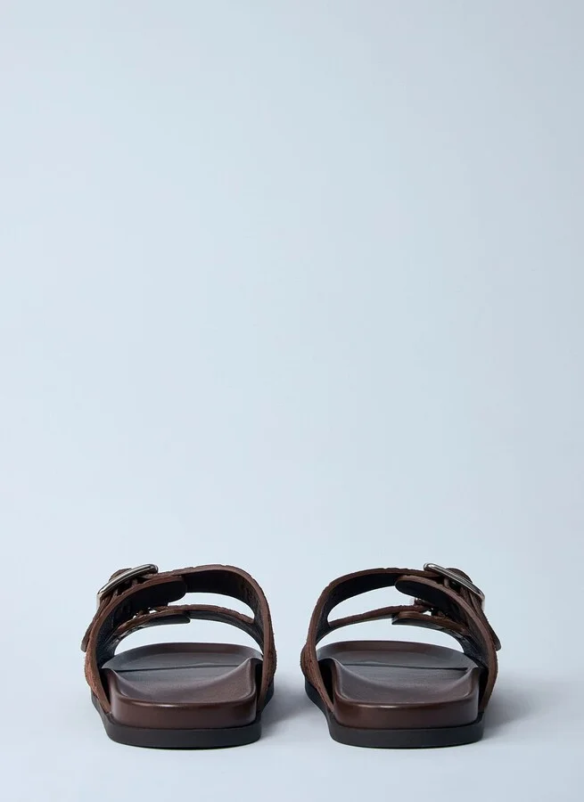Gucci Logo Embossed Leather Slides - Man Sandals Brown Uk - 07 - Image 5