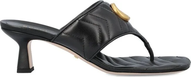 Gucci Logo Plaque Quilted Thong Sandals
