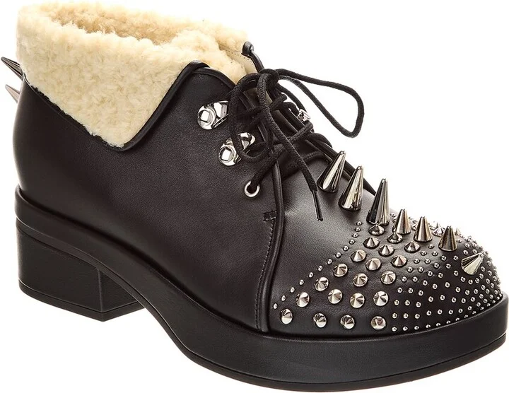 Gucci Logo Spike Leather Bootie