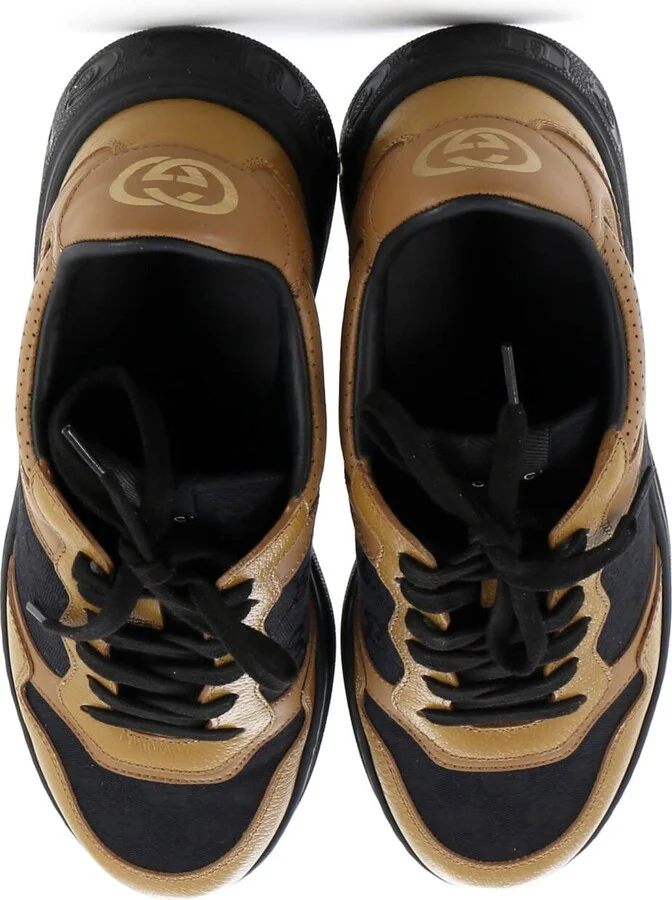 GUCCI Men's Chunky Low-Top Sneakers GG Canvas with Leather - Image 2