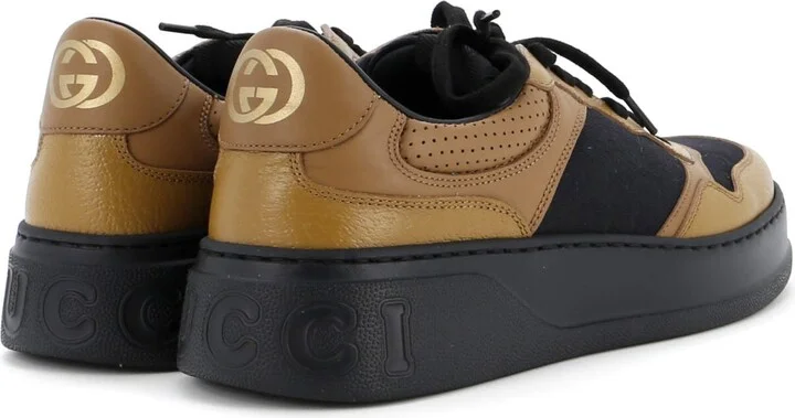 GUCCI Men's Chunky Low-Top Sneakers GG Canvas with Leather - Image 3