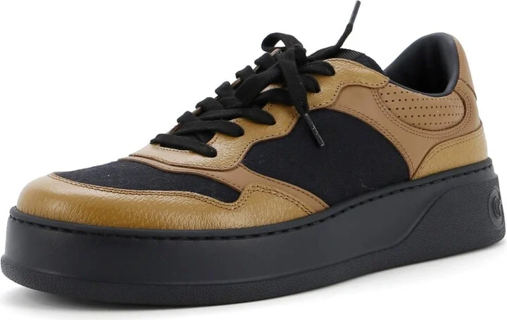 GUCCI Men's Chunky Low-Top Sneakers GG Canvas with Leather