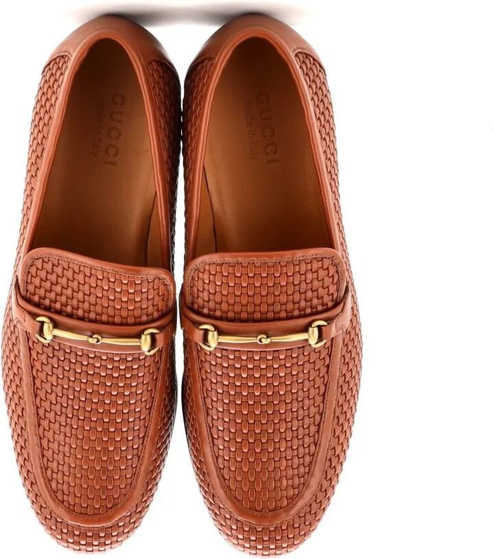 GUCCI Men's Horsebit Loafers Woven Leather - Image 2