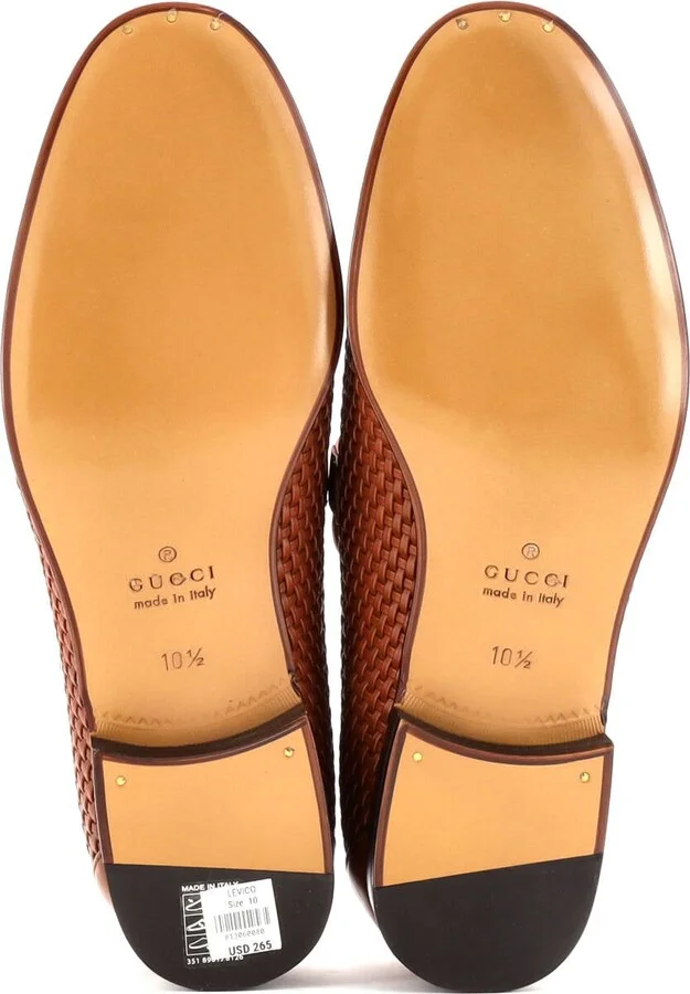 GUCCI Men's Horsebit Loafers Woven Leather - Image 4