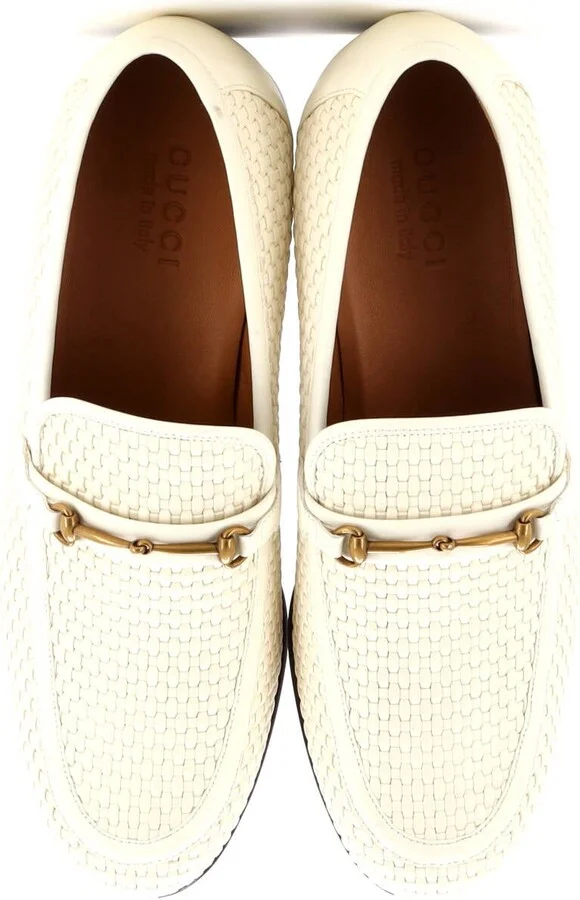 GUCCI Men's Horsebit Loafers Woven Leather - Image 2
