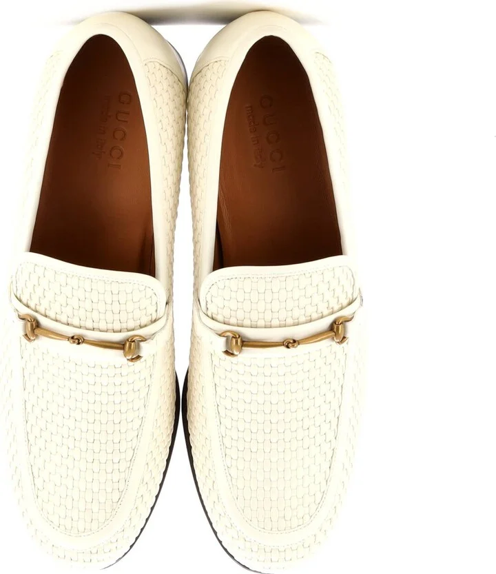 GUCCI Men's Horsebit Loafers Woven Leather - Image 2