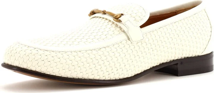 GUCCI Men's Horsebit Loafers Woven Leather