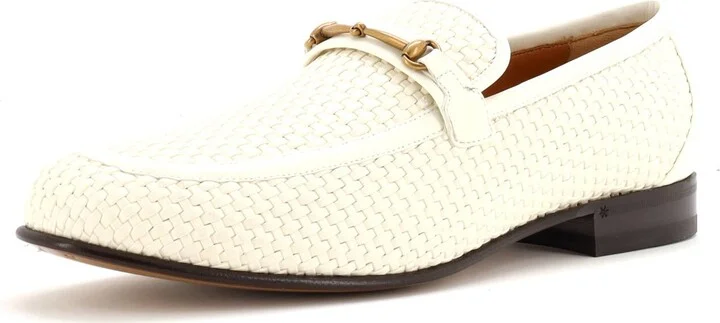 GUCCI Men's Horsebit Loafers Woven Leather
