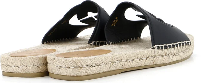 GUCCI Men's Interlocking G Cut-Out Espadrille Slide Sandals Leather - Image 3