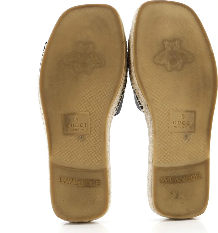 GUCCI Men's Interlocking G Cut-Out Espadrille Slide Sandals Leather - Image 4