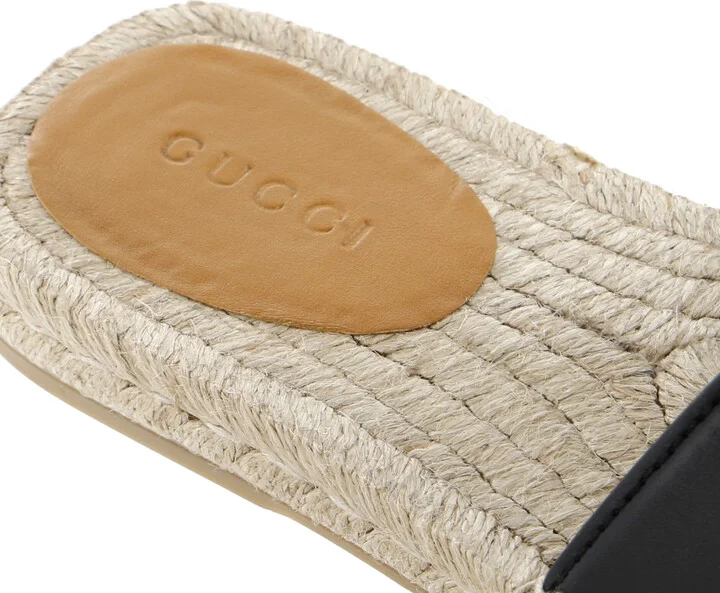GUCCI Men's Interlocking G Cut-Out Espadrille Slide Sandals Leather - Image 5
