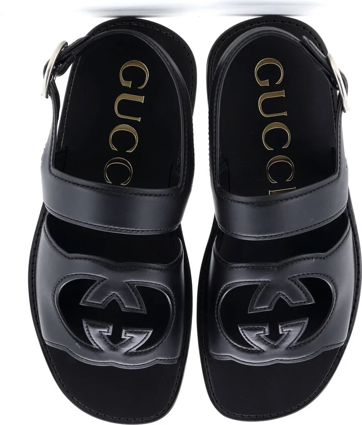 GUCCI Men's Interlocking G Cut-Out Slingback Sandals Leather - Image 2
