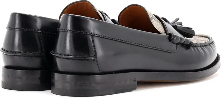 GUCCI Men's Kaveh Tassel Loafers Leather with GG Coated Canvas - Image 3