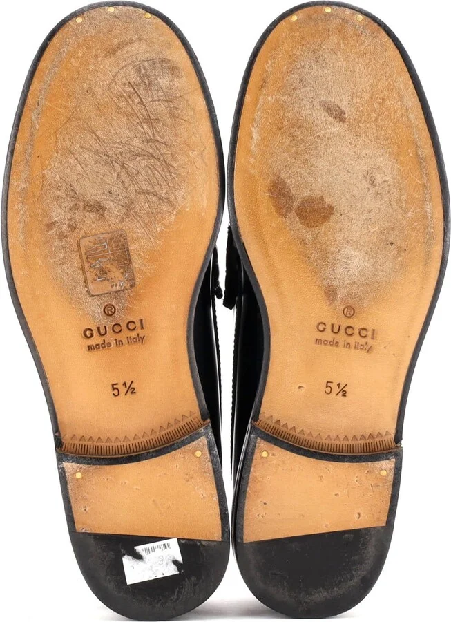 GUCCI Men's Kaveh Tassel Loafers Leather with GG Coated Canvas - Image 4