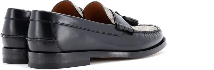 GUCCI Men's Kaveh Tassel Loafers Leather with GG Coated Canvas - Image 3