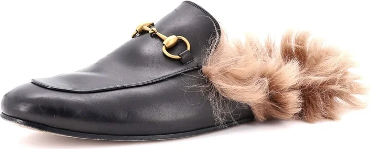 GUCCI Men's Princetown Mules Leather with Fur