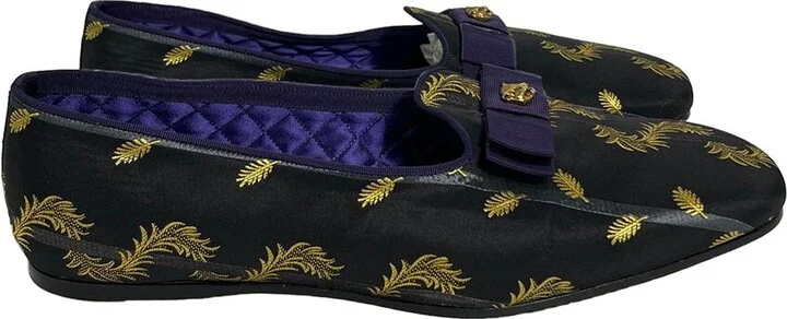 Gucci Men's Satin Slip-On Jacquard Dress Loafer (Authentic Pre-Loved)