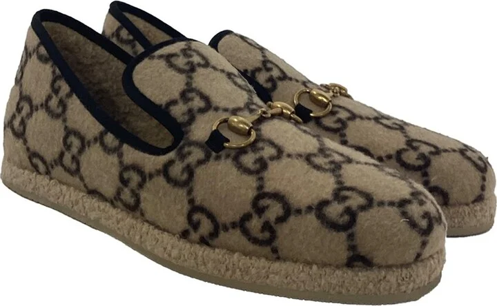 Gucci Men's Wool Covered Gg Monogram Fria Horsebit Loafer (Authentic Pre-Loved)