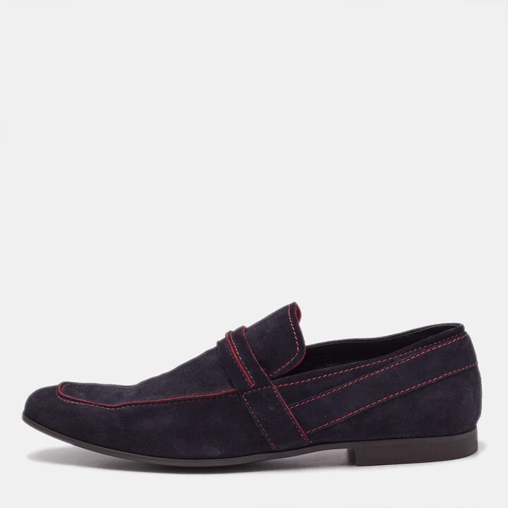 Gucci Navy Blue Suede Slip On  Loafers Size 44