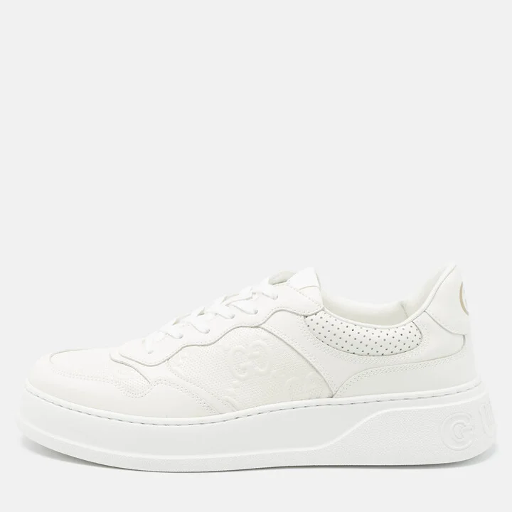Gucci Off White Jumbo GG Leather Chunky B Sneakers Size 45