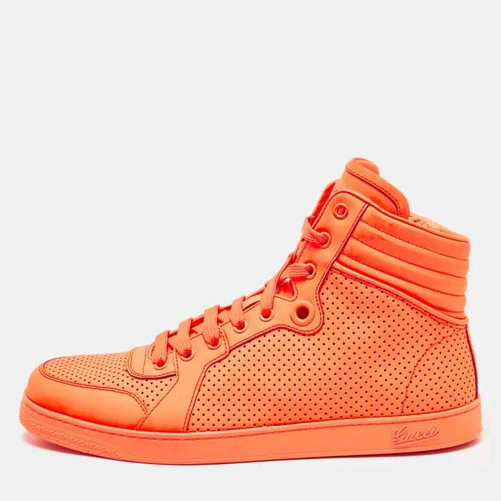 Gucci Orange Leather Coda High Top Sneakers Size 42.5