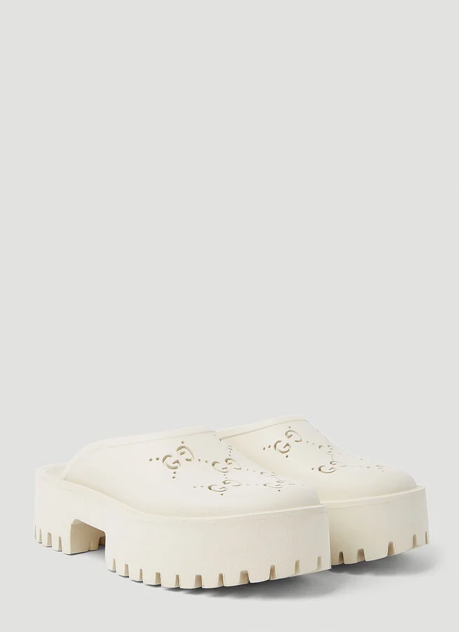 Gucci Perforated G Platform Mules - Woman Mules White Eu - 39 - Image 2