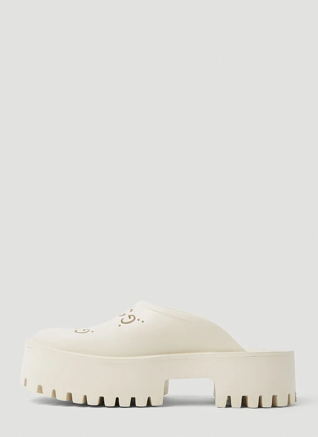 Gucci Perforated G Platform Mules - Woman Mules White Eu - 39 - Image 3