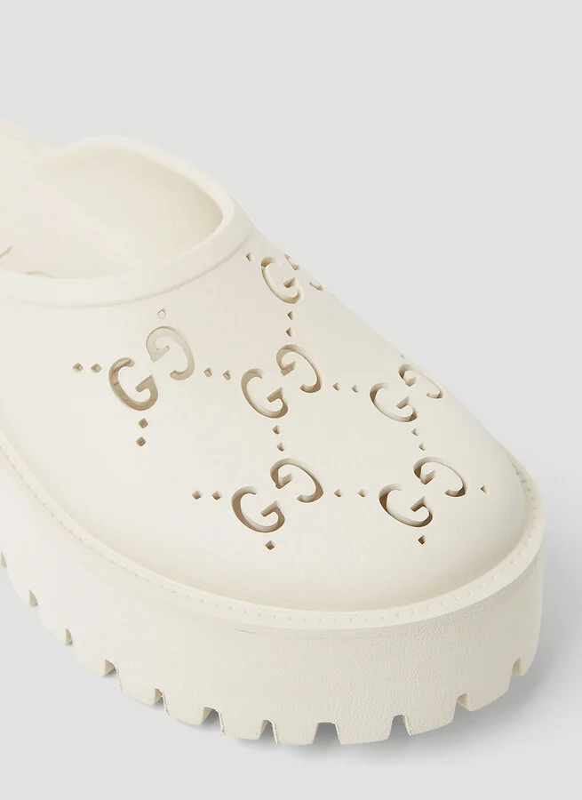 Gucci Perforated G Platform Mules - Woman Mules White Eu - 39 - Image 6