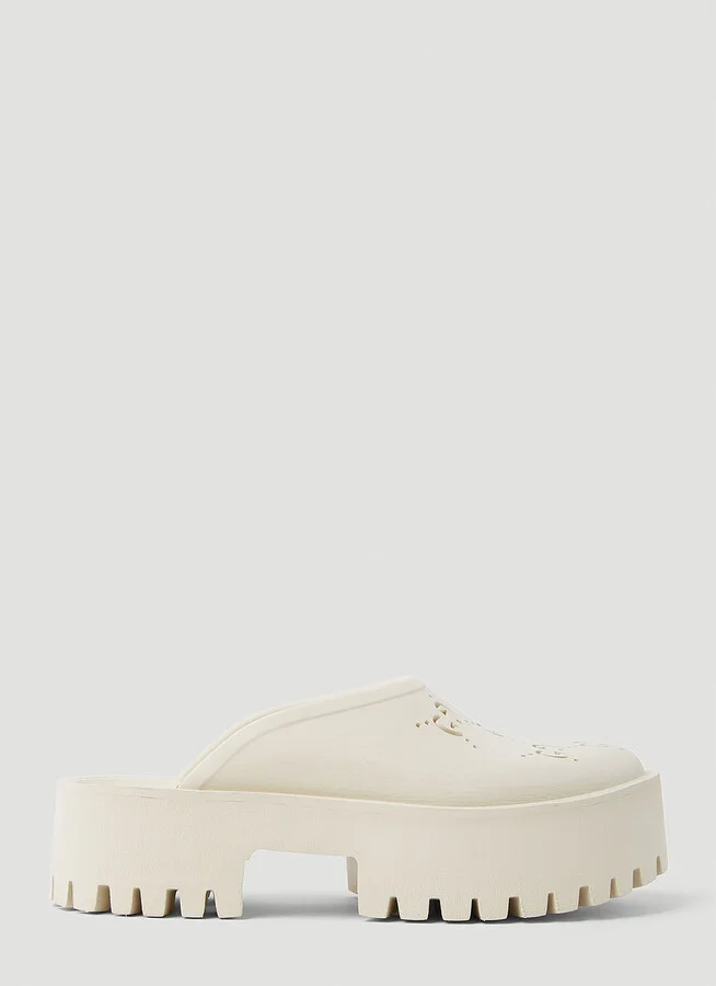 Gucci Perforated G Platform Mules - Woman Mules White Eu - 39