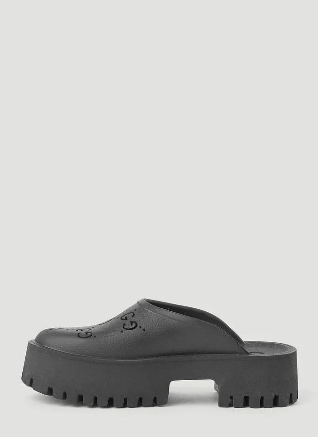 Gucci Perforated G Platform Mules - Woman Slip Ons Black Eu - 40 - Image 3